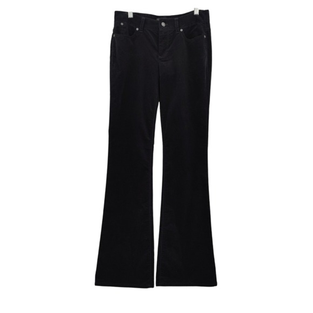 Talbots Womens Dark Academia Indie Emo Velvet Bootcut Pants 2 Black Stretch NEW